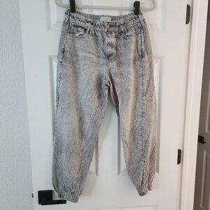 Grey Wash Demin-Print Joggers
